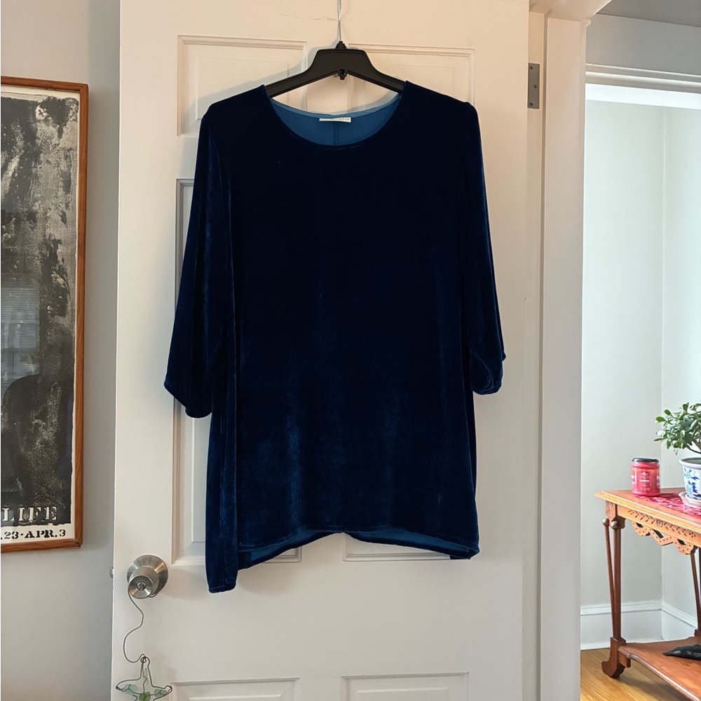 bryn Walker Deep Blue Velvet Blouse
